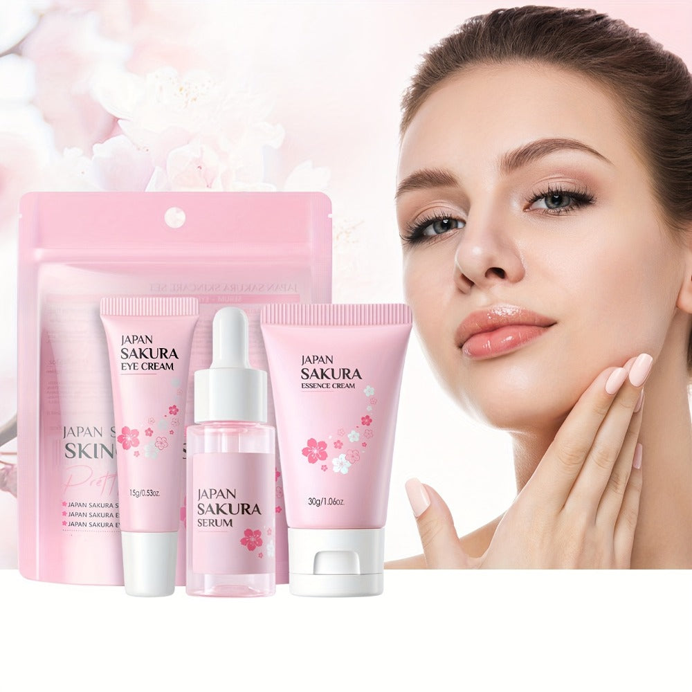 Cherry Blossom Skincare Gift Set, Facial Care Set with Essence Cream, Cleanser, Toner, Eye Cream, Mud Mask, Exfoliating Mask, Eye Mask, Toning Cream, Lip Balm, Etc., Birthday Mother's Day Gift for Female s