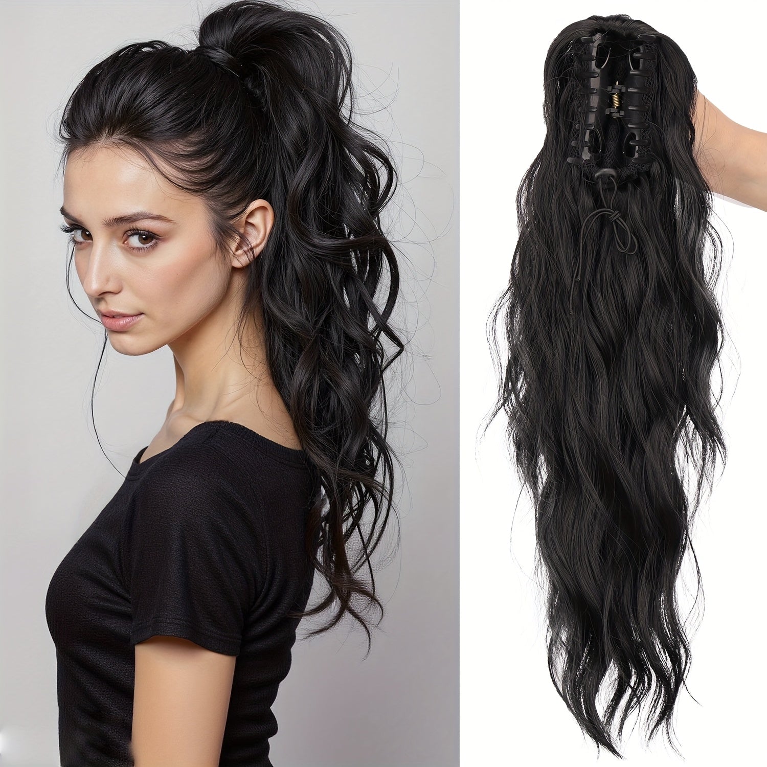 Heat-Resistant Synthetic Curly Water Wave Ponytail Wig for Women - Voluminous Multi-Color Options, Secure Clips for Daily Wear & Festive Occasions, Curly Hair Wig, Versatile Hairpiece, Stylish Hairpiece, Durable Construction, Fashion Accessory