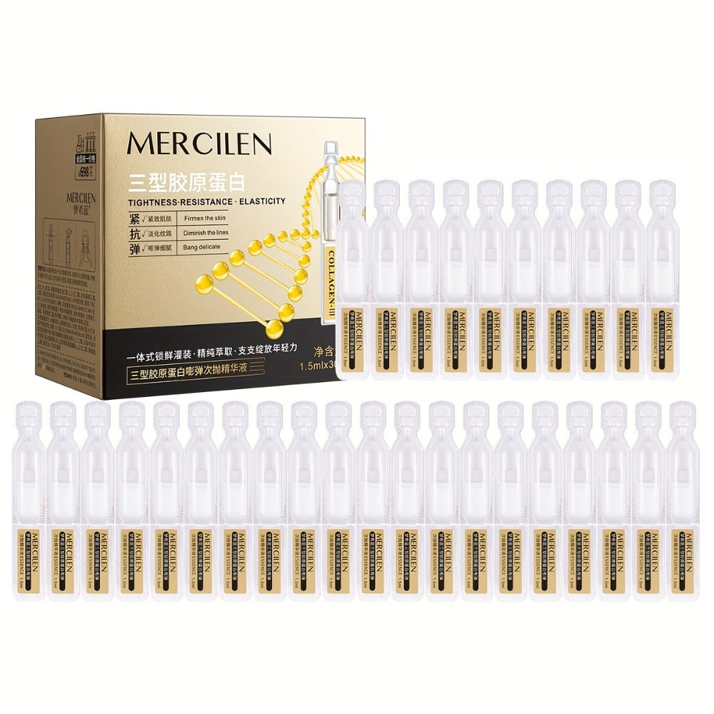 Collagen Face Serum with Plant Squalane - Hydrating Firming Anti-Wrinkle Essence Alcohol-Free Fragrance-Free for Sensitive Skin Restores Elasticity 1.52oz