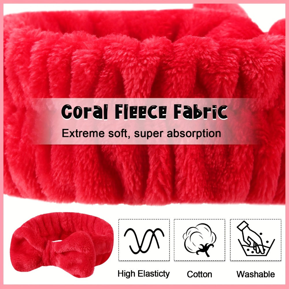 Spa Headbands for Washing Face 52 Pack Soft Coral Fleece Bow Headband Fluffy Makeup Headband for Women Skincare Shower Facial Cosmetic Headbands 13 Colors Bulk Set Slumber Party Supplies