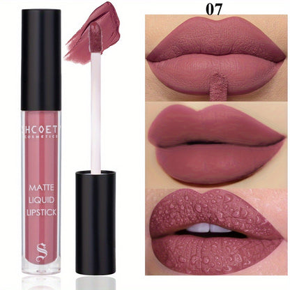 Matte Lip Glaze Set of 3 — Long-Lasting Waterproof Velvet Lip Mud in Brown, Pink & Red, Non-Stick Non-Greasy Formula, Cute Bear Packaging, Perfect for Daily Wear, Party & Festival Makeup