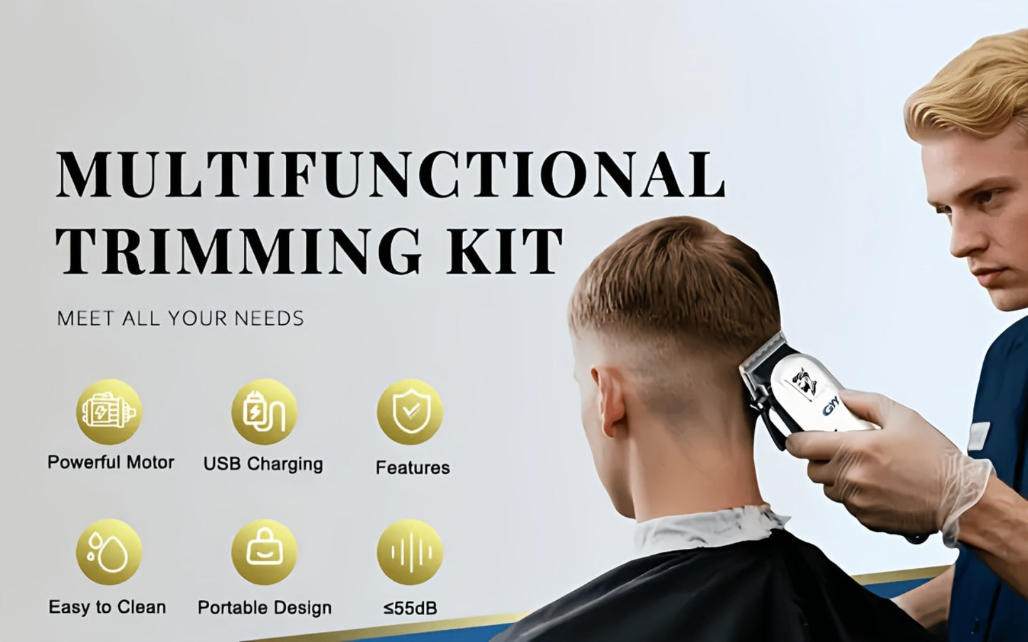 Professional Hair Clipper Kit for Home & Salon — Stainless Steel Blade, Digital Display, USB Rechargeable Hair Cutting Set, Upgraded Scissors Included, Gift for Father’s Day, Birthday & Holidays