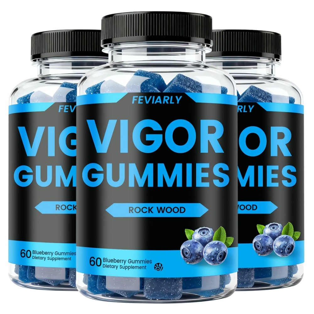 Men's Vigor Long Gummies, Male Performance - Blue Chew Gummies for Male, Fast Acting Supplement for Men+Drive, Strong Wood, Size, with Shila, Maca, Blueberry Flavor-1pc/2pcs/3pcs