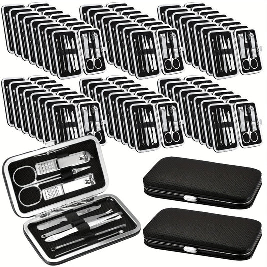 Manicure Kit 8 In 1 Stainless Steel Professional Nail Clipper Set with Portable Travel Case Pedicure Grooming Tools Nail Care Set Bulk 50 Pack Gift for Men Women Family Friends