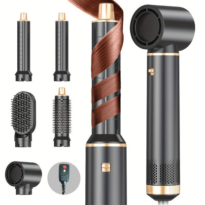 5-in-1 Hair Styler Brush Negative Ion Technology – Hot Air Blow Dryer, Curler & Straightener Multi-Function Styling Brush for Women – Black, Grey, Pink