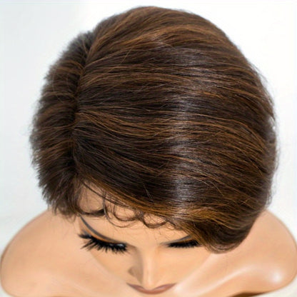 Body Wave Bob Wig Human Hair 4x1 Lace Frontal Glueless Pre Cut 6 Inch Highlight Brown Lace Front Wig for Women Beginner Friendly