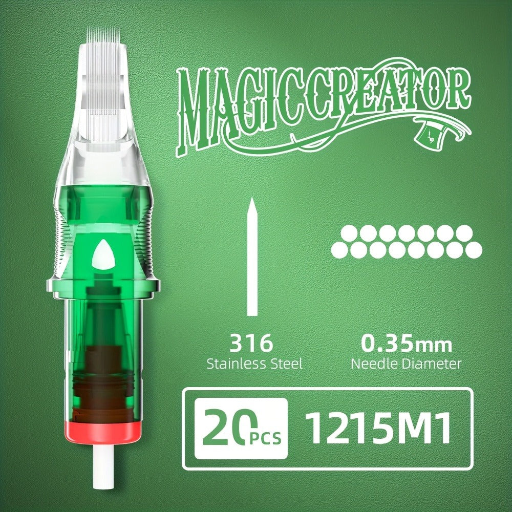 A Set of 20 Disposable Tattoo Needles for Magicians, Featuring High Transparency, Adjustable Lines, Various Gauges, Excellent Rigidity, Lasting Sharpness, And Ample Ink Capacity, Perfect for Both Professional Tattoo Artists And Novices