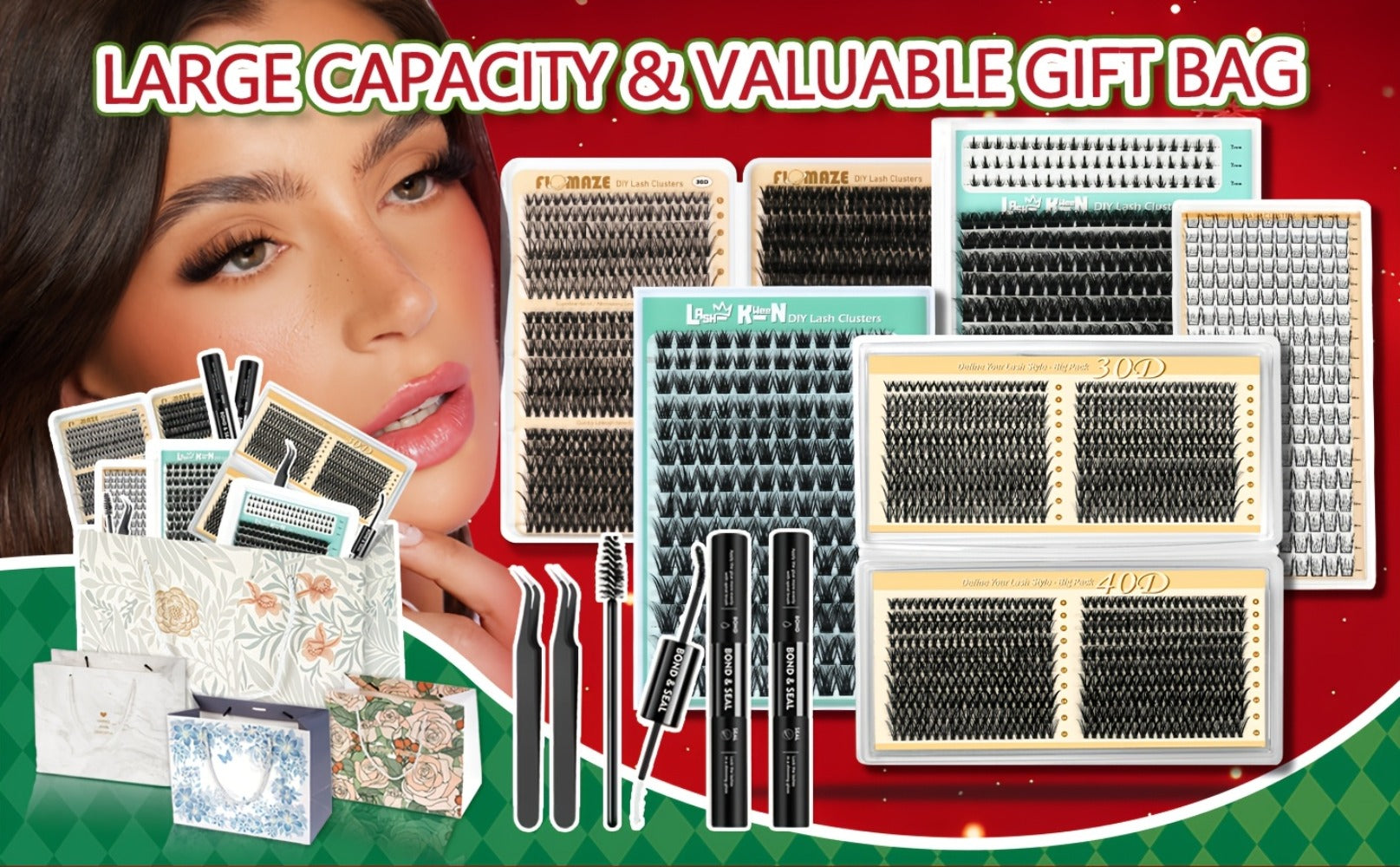 Lash Clusters Kit 5 Boxes Lash Clusters Gift/209/276/708/800pcs False Eyelashes, Fluffy Wispy Manga Fairy Lashes Top And Bottom Lash Clusters with Gift Bags, Natural Volume Lashes Long Lasting Reusable Lashes Beauty Gift for Mom Wife Daughter Friend