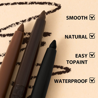 Eyeliner Pencil 3 Pack Waterproof Long Lasting Gel Pen - Quick Dry Smudge Proof Matte Creamy Formula for Sensitive Eyes Beginner Friendly Precision Eye Makeup Deep Brown Medium Brown Black