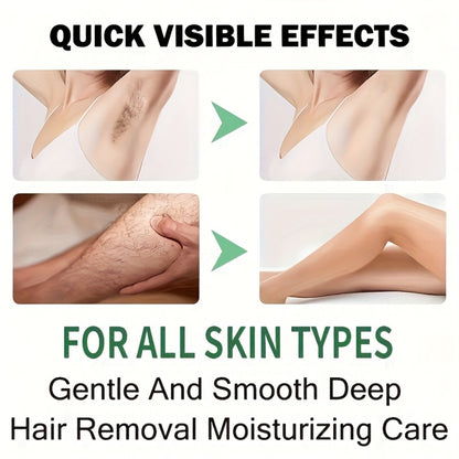 Hair Removal Cream with Coconut Squalane Instant Semi-Permanent Results Up to 3 Months – Non-Irritating Residue-Free Depilatory for Face Lips Armpits Legs Arms Bikini Area Unisex 100g