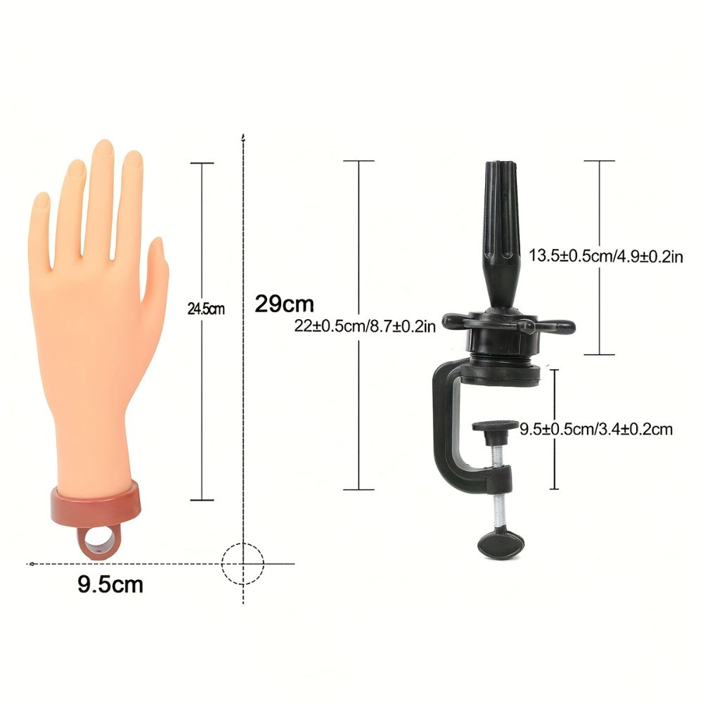 Nail Art Practice Hand Model with a Small Desktop Stand, Suitable for Beginners to Practice Nail Art, Training Practice Glove Set