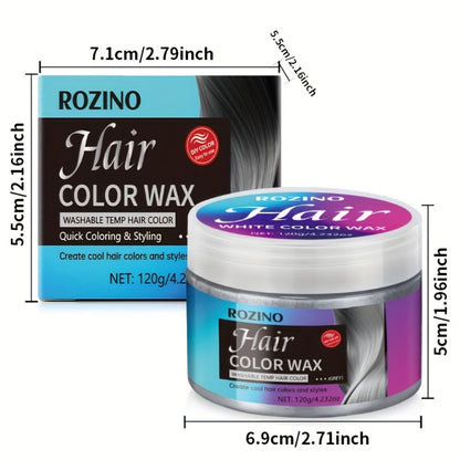 Grey Hair Color Wax ROZINO 3-in-1 Color Style & Fix Vitamins Protein Hides Grey Instantly Natural Volume Easy Wash 72Hr Fruity Oceanic Scent 120g 4.23oz