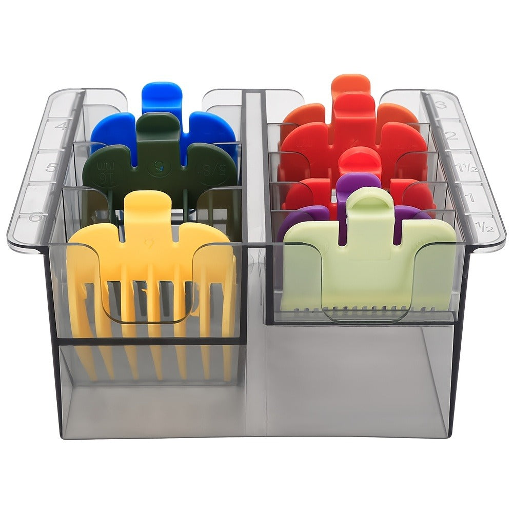 Professional Barber Tool Organizer - 8-Slot Clear Plastic Storage Box for Hair Clippers & Scissors, Durable Transparent Design for Salon & Home Use, Fit for All Models, Space-Saving Grooming Accessories, Barber Supplies