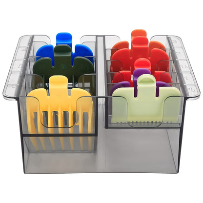 Barber Tool Organizer – 8-Slot Clear Plastic Storage Box for Hair Clippers, Scissors & Grooming Accessories | Transparent Salon Organizer for Home & Professional Barber Use