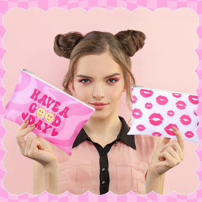 Cosmetic Bags Bulk 24-Pack Pink Cute Makeup Pouches with Zipper Travel Toiletry Organizer Bag Women Girls Party Favor Birthday Gift Howdy Western Theme