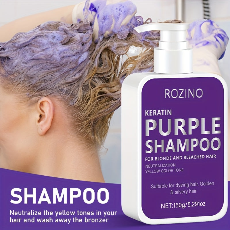 2pcs Purple Shampoo And Conditioner Set - Neutralizes Yellow And Brass Tones, Improves Shine And Flexibility, Strengthens Roots, Conditions Broken Hair, Suitable for Blonde, Silvery, Platinum, White Or Light Hair Dyes, And Makes Hair Look Healthier