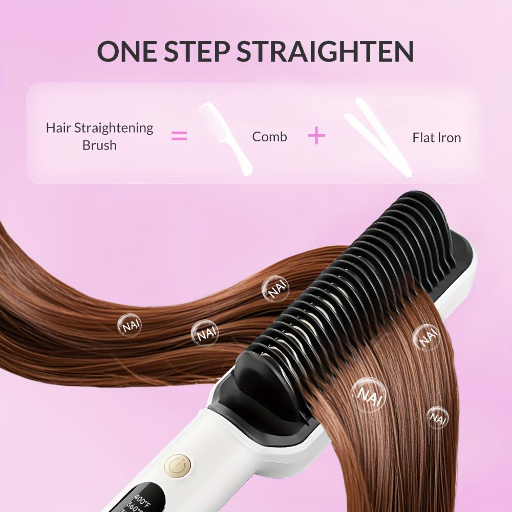 Hair Straightener Brush, Ionic Hair Straightening Brush Flat Iron For Women, Anti-Scald Straightening Comb For Home Salon, Precise Temperature Control, Auto Shuts Off, Holiday Essentials, Gifts For Mother'S Day, Girl Stuff, Wow Hair Products