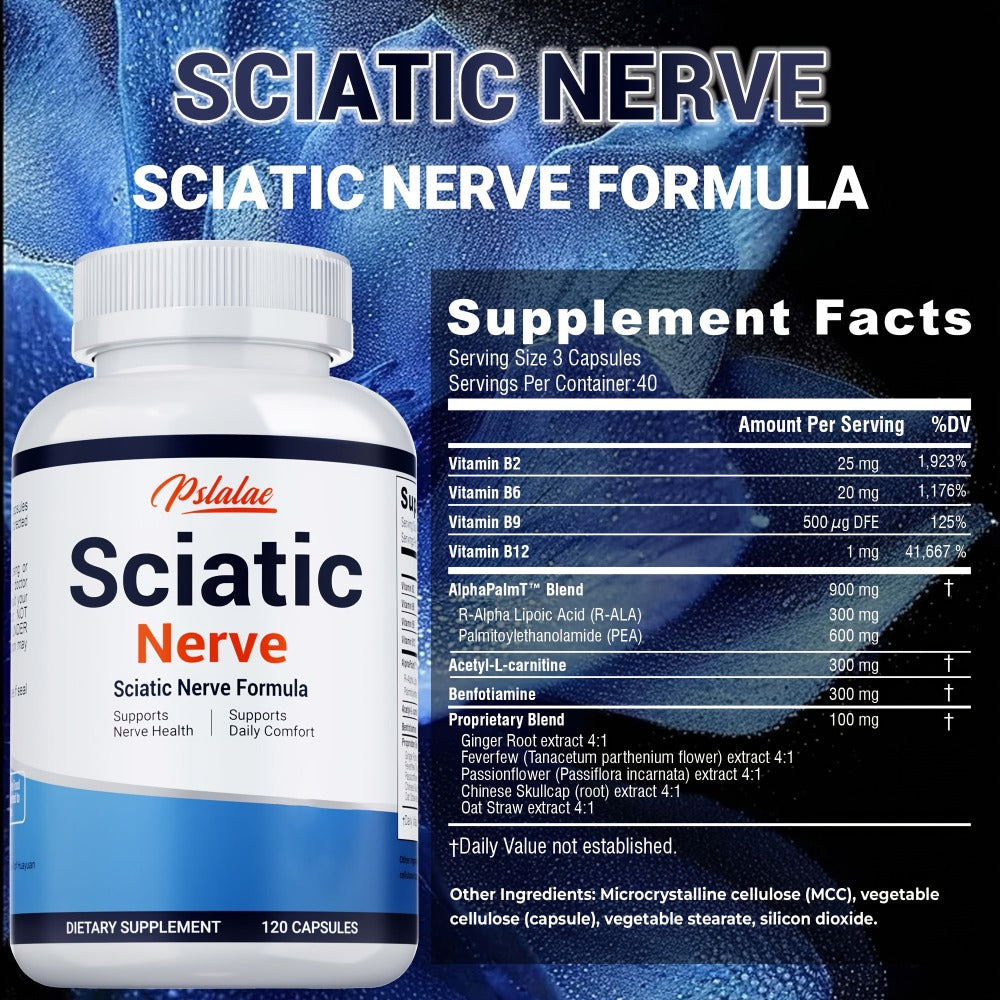 [Sciatic Support Supplement] Sciatic Nerve - With Vitamin B Complex, Acetyl-L-Carnitine And Benfotiamine - Support Bone And Nerve Health - Sciatic Support Supplement - Gluten Free - 120pcs