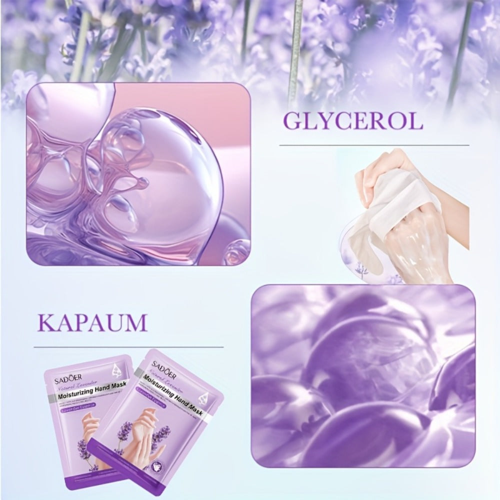4/8 Pairs SADOER Lavender Hand Mask - Moisturizing, Hypoallergenic, Natural Essential Oils, Ideal for Home, Business, Travel - Purple, Independent Packaging, Perfect Gift, Hand Spa Mask