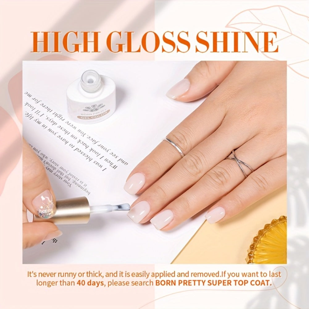 BORN PRETTY Milky White Jelly Nude Gel Nail Polish 0.34oz White Translucent Soak Off Gel Vernis Semi Permanent Need Light