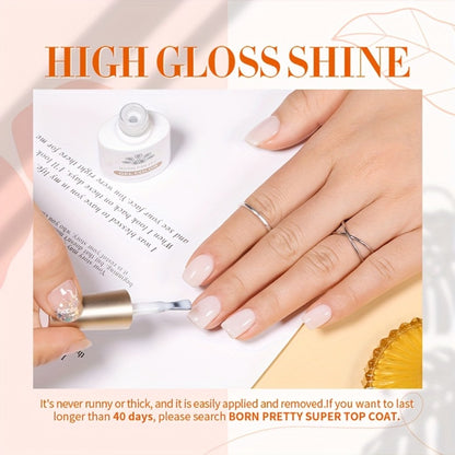 Jelly Gel Nail Polish Translucent 10ml – Glass Nail Look, 30-Day Soak-Off Semi-Permanent UV LED, Milky White Snow Glitter Pink Nude Shades, Buildable Salon Quality for Women