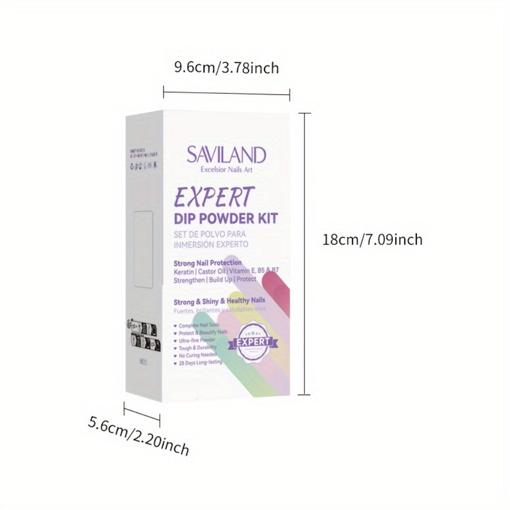 SAVILAND Clear Dip Powder Nail Kit Starter: 60G 2.1Oz Dip Powder for Nails with Dipping Powder Liquid Set Including Dip Base, Activator, And Top Coat. A Professional Dip Nail Kit Ideal for Repairing French Manicures And Nail Art.