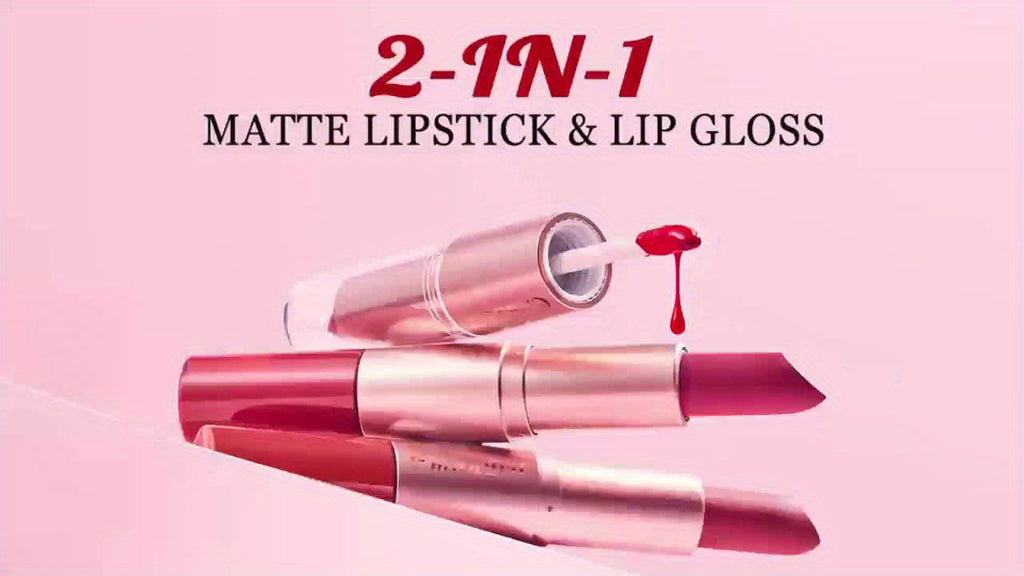 4pcs/set 2-in-1 Matte Lipstick Lip Gloss, Durable Easy To Apply Comfortable Wear For All Day Use, Perfect Valentine'S Day Gift, Ideal Gift For Women