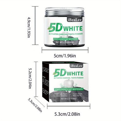 Activated Charcoal Teeth Whitening Powder 60g Natural Stain Remover for Coffee Tea Tobacco Deep Cleaning Breath Freshener Dental Care Polishing Powder for Men Women