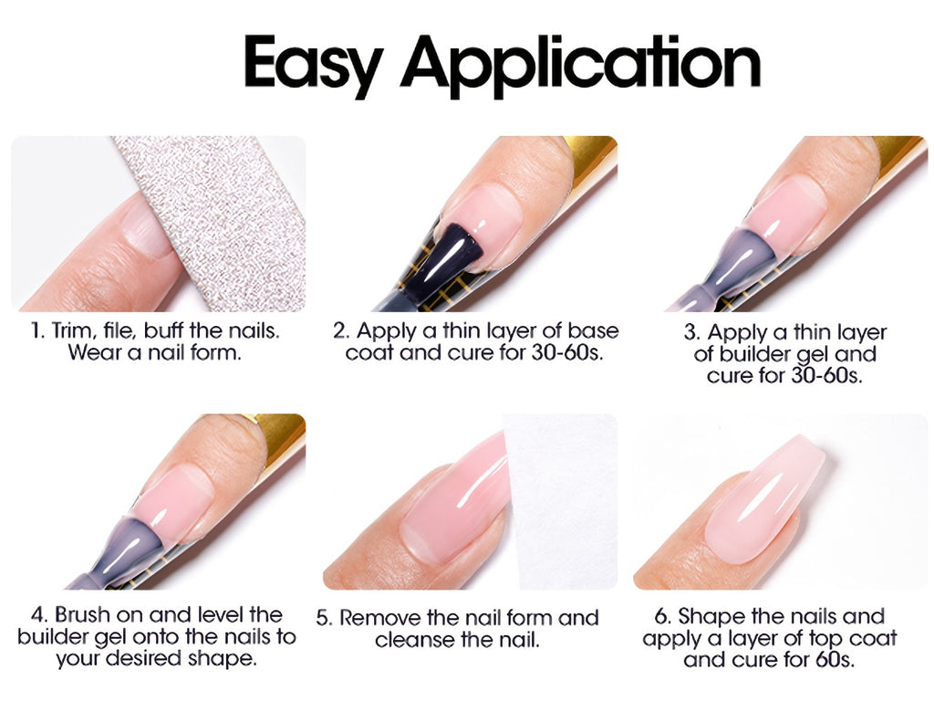 Gellen Builder for Nail Gel, 7-In-1 Clear Gel Builder for Nail Thickening 2pcs, LED for Nail Lamp Cured Hard Gel for Nail Strengthener Extension Gel Base Rhinestone for Nail Glue Gel Soak Off Gel Builder Base for Nail Art, 15Ml 0.51Fl Oz