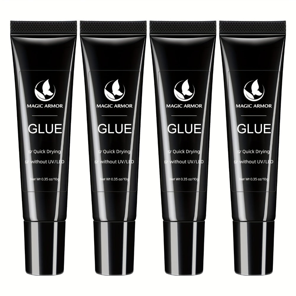 4 * 0.35 oz Of The Strongest Nail Glue, Fast Drying Nail Glue In 10 Seconds, Used For Nail Pressing, Upgraded Super Strong Without Light Solid Bonding Nail Glue, Long-lasting
