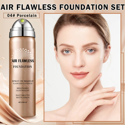 Liquid Foundation Airspray Kit — Full Coverage & Long-Lasting Finish | 6 Shades | Natural Beige Nude Porcelain Tan Medium | Daily & Party Makeup
