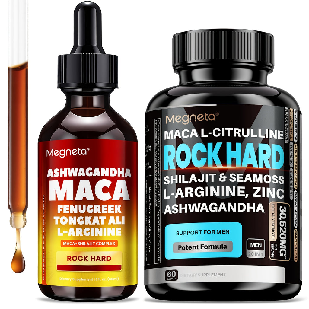 (2pcs) Rock Hard Package| Double-Acting Mixture with Maca, L-Arginine, Shila| Daily Fuel, 3rd Party Tested, 60-Day Supply