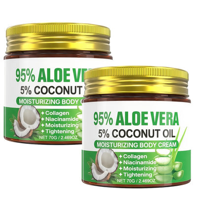 Aloe Collagen Firming Moisturizing Face Cream 2-Pack - Hyaluronic Acid & Coconut Oil Deep Hydrating Skin Care for Dry Skin, Anti-Aging Tightening Cream for All Skin Types, Women's Daily Moisturizer