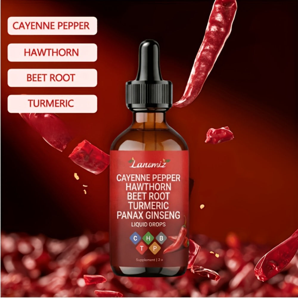 [Father's Day Special] Cayenne Pepper Supplement Liquid Drops, All-in-One Liquid Supplement with Cayenne, Beet Root, Turmeric, Hawthorn, Ginseng & Ceylon Cinnamon. 2fl.oz Daily Health Drops. Allergy-Friendly & Unisex. Father's Day Special, Local Warehouse