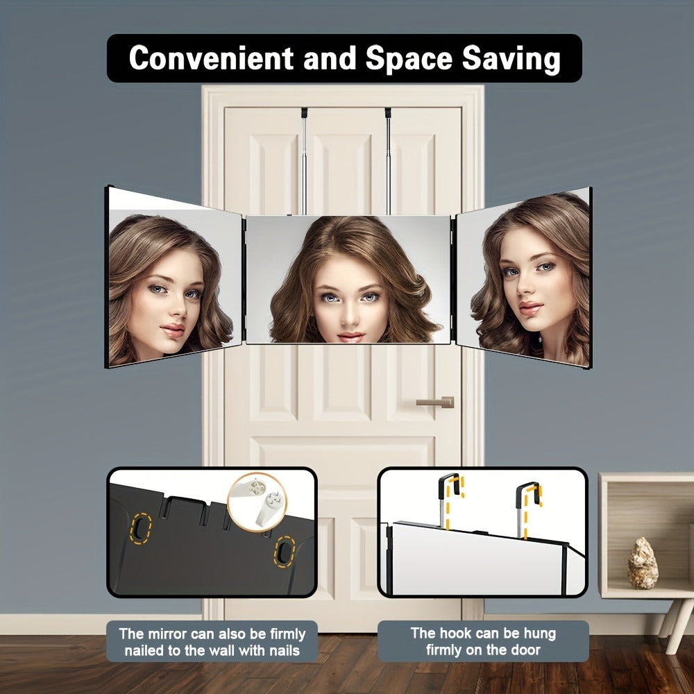 3 Way Mirror for Self Hair Cutting 360 Viewing Angle Self Hair Cutting Mirror, Clear Anti-Fog HD Glass, for Makeup tools Valentine's Day Gifts