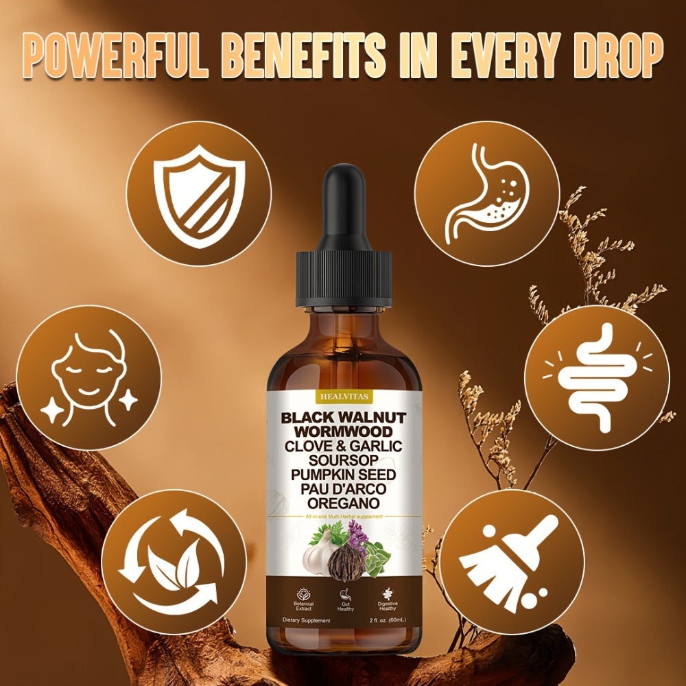 Premium Black Walnut Wormwood Tincture-All-In-One Multi-Herbal Drop, with Oregano Garlic & Berberine, Support Gut Health, Digestive Health, Cleanse, Gut Health Supplement, Gut-Friendly, 2fl.oz