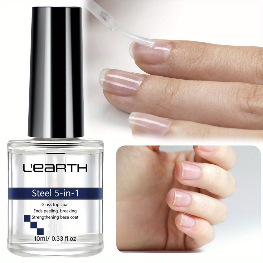 5-in-1 Nail Care Set - Formaldehyde-Free Gloss Top Coat, Strengthening Base Coat, Nail Hardener, Cuticle Oil, and Nail Polish Remover for Strong, Long-Lasting Manicure