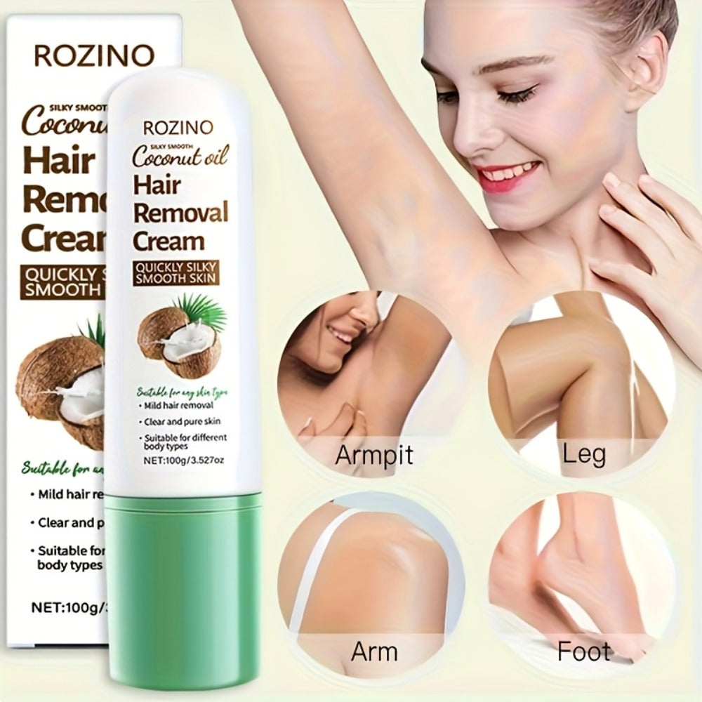 Use Once For, 3-Month Effectiveness, 100g Coconut Hair Removal Cream, Instant Hair Removal, Non Irritating To The Light Beige, Smooth And Residue Free Semi Permanent, Used For Hair Removal On The Face, Lips, Armpits, Legs Arms And Private Areas