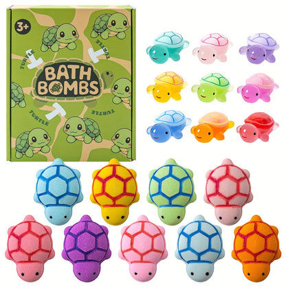 Bath Bombs with Surprise Toys Inside 9 Pack - Turtle Shaped Bubble Bath Balls with Rose Scent & Hidden Toy | Kids Birthday Gift, Valentine's Day & Party Favor Bath Bomb Set