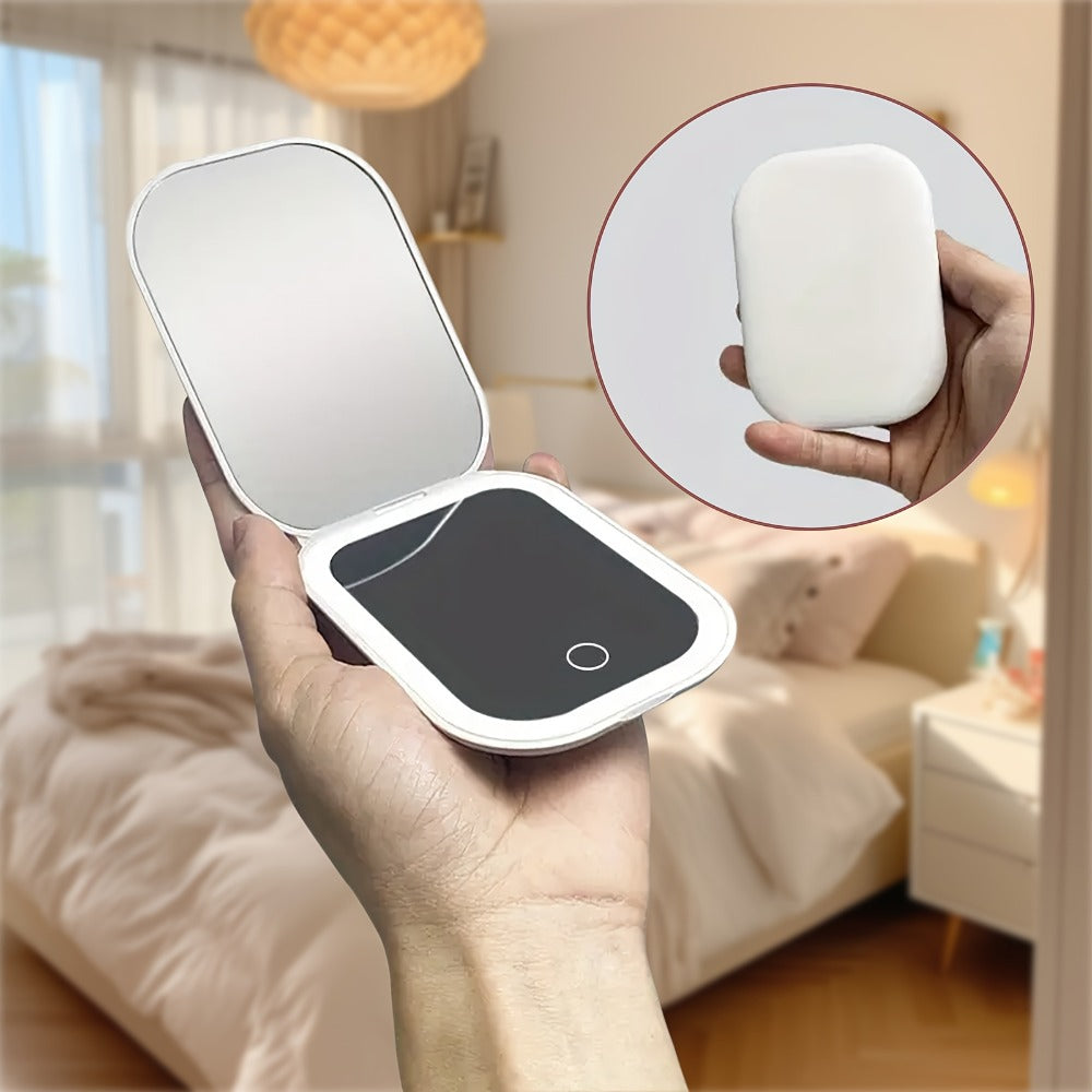 10X Travel Compact Mirror LED Magnifying Mirror With 1X/10X Magnification Small Hand Pocket Mirror, Dimmable Double Sided USB Rechargeable Touch Screen, Portable Tabletop Cosmetic, Small Lighted Mirror, Mothers Day Decorations
