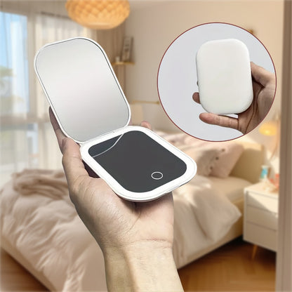 10X LED Magnifying Compact Travel Mirror with 1X 10X Magnification, USB Rechargeable Lighted Pocket Mirror, Dimmable Double Sided Touch Screen Portable Tabletop Cosmetic Mirror for Makeup & Gifting