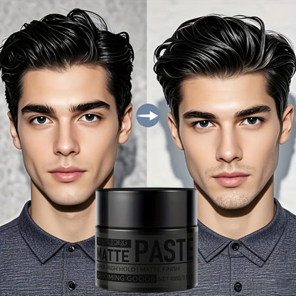 Men's Hair Paste Matte Cream 100g | Non-Greasy Salon Style Styling Gel | Plant Squalane & Argan Oil | Easy Hold & Natural Finish for All Hair Types