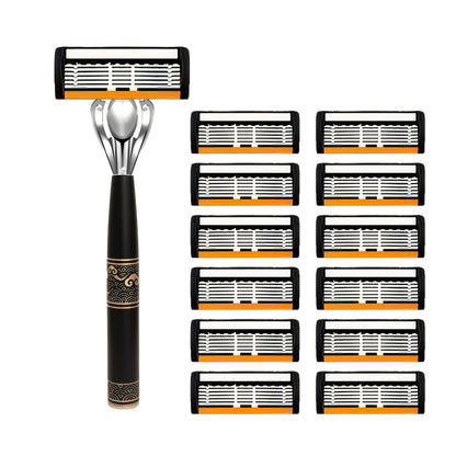 Men's Razor 6-Layer Blade Refill Kit with Handle - Smooth Precise Shaving Cartridge Razor for Men Multiple Refill Options 6 12 24 30 36 Blades High-End Shave