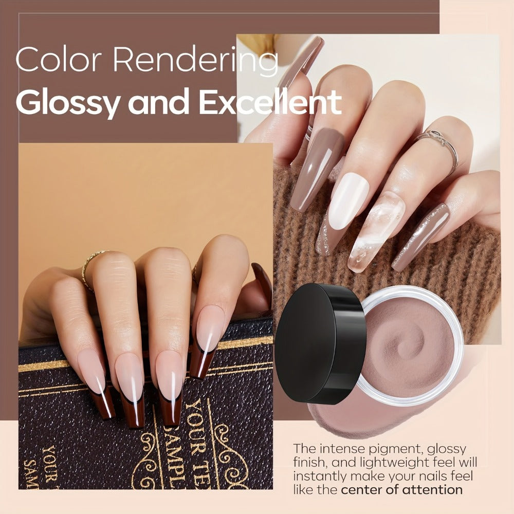 Beginner'S Dip Powder Nail Kit Featuring Four Colors: Pink, Brown, And Beige, Complete with Dipping Powder Liquids