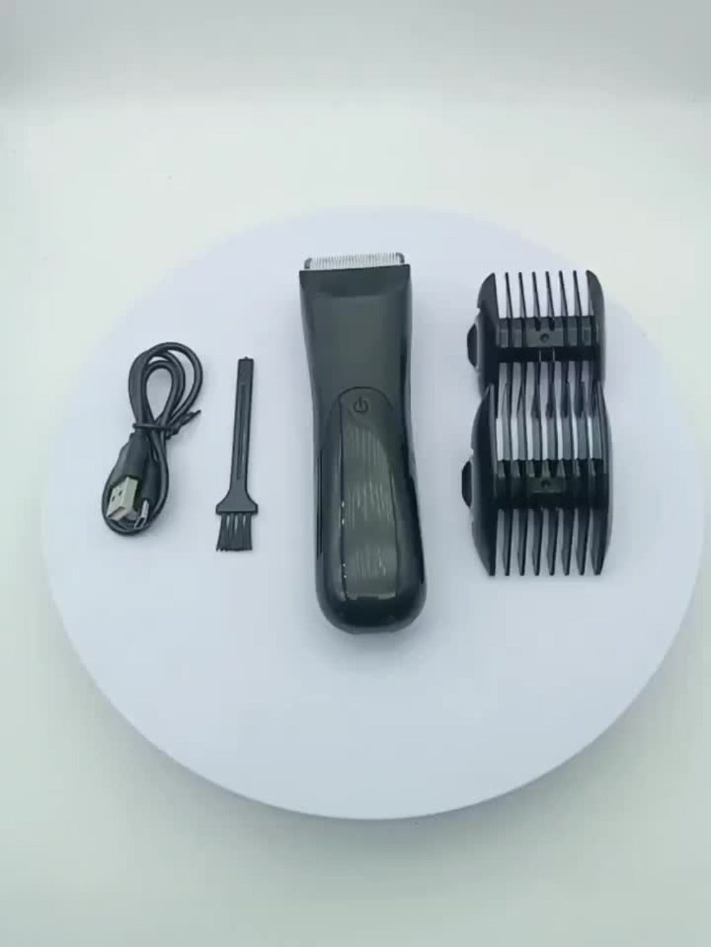 Men's Electric Groin Body Hair Trimmer Ceramic Blade USB Rechargeable Dry Wet Shaver 2 Protective Covers 500mAh Lithium Battery Valentine Father's Day Gift