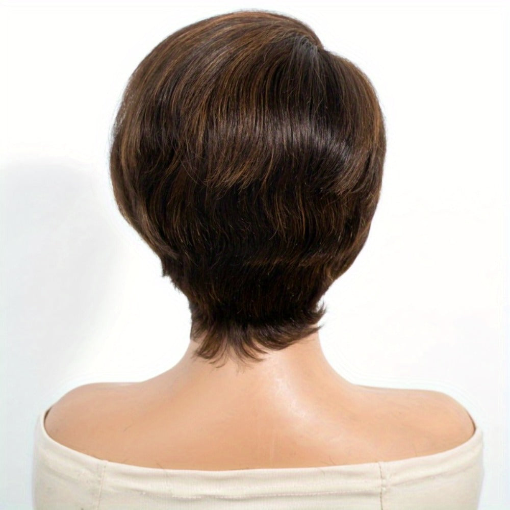 Body Wave Bob Wig Human Hair 4x1 Lace Frontal Glueless Pre Cut 6 Inch Highlight Brown Lace Front Wig for Women Beginner Friendly
