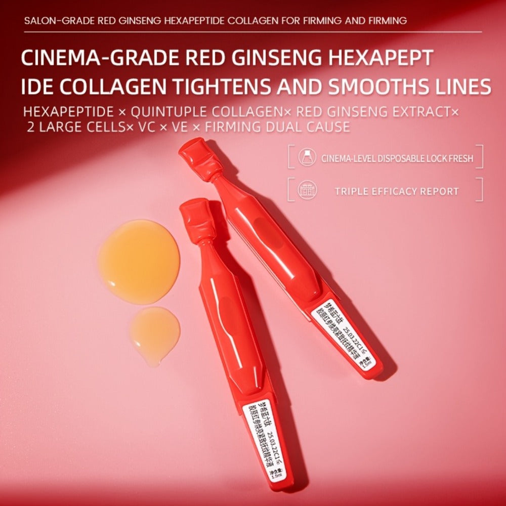 Mercilen 6-Peptide Collagen Red Ginseng Serum*30, Contains Hyaluronic Acid, Ceramide, Plant Squalane to Moisturize And Brighten Light Beige, Makes Light Beige Look YoungerTravel Portable Packaging,, Facial Hydration, Fastabsorbing Formula, Nongreasy Textu