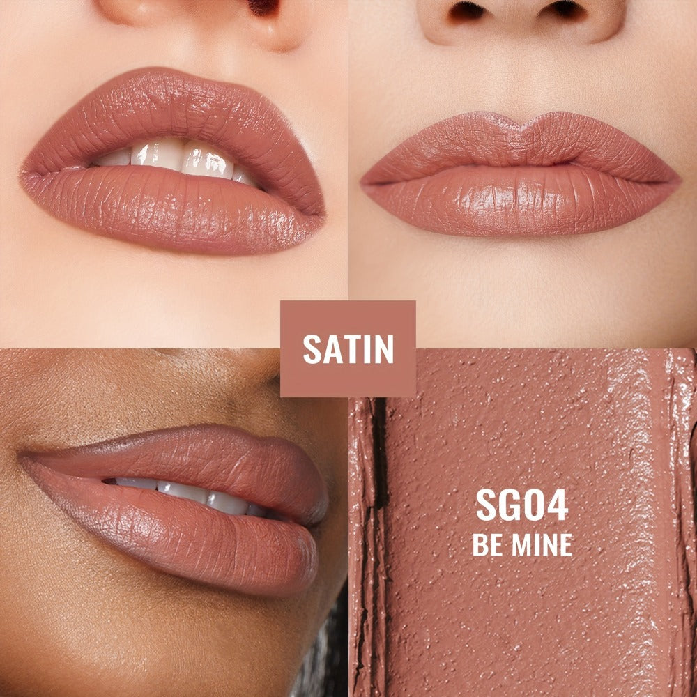 Nude Lipstick Set Oulac Satin Finish - Lightweight Moisturizing Full Coverage Lip Color, Cream-to-Satin Formula, 12g Each, Gift-Ready for Women All Skin Tones (LT-SG Nude Set 2 & 3)