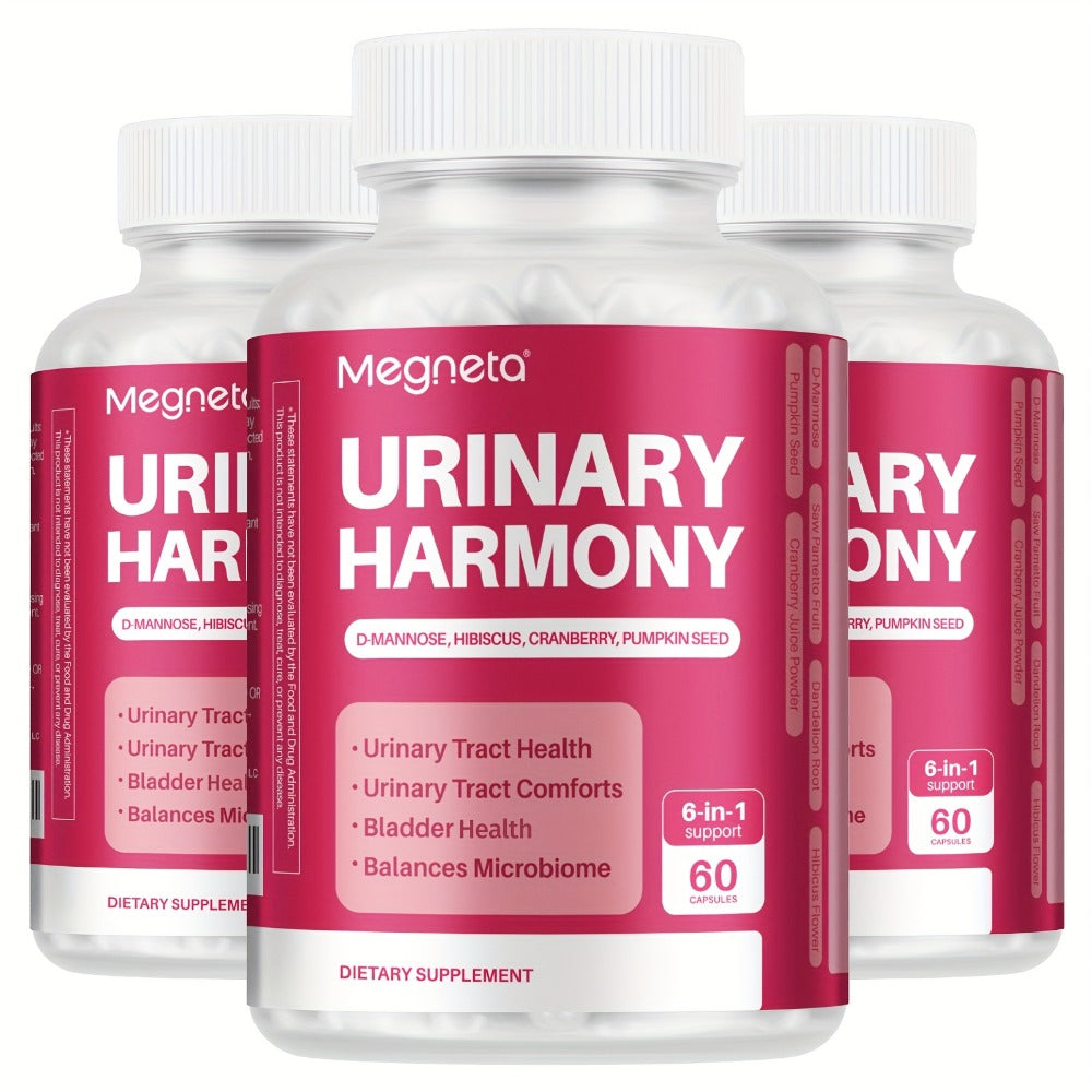 Megneta Women'S Urinary Tract Cleanse Supplement, Featuring D-Mannose, Cranberry, Dandelion, Hibiscus Flower, Saw Palmetto, And Pumpkin Seed - 60 Capsules