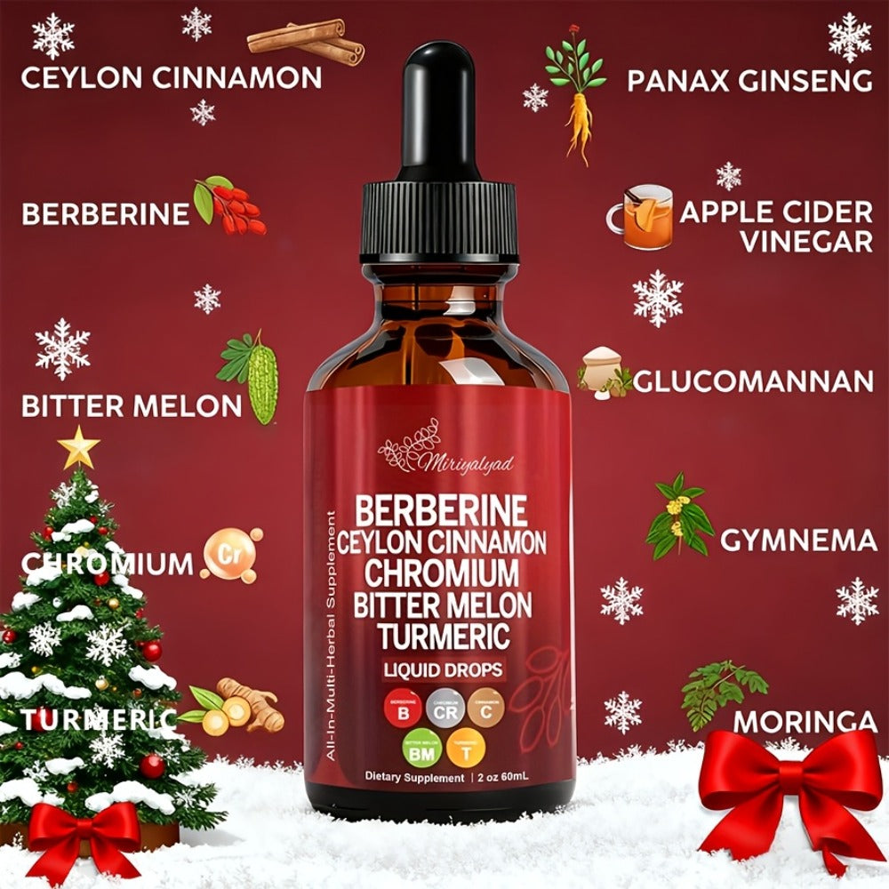 [Natural Plant Supplement] Herbal Liquid Drops With Berberineceylon Cinnamonchromiumbitter Melonturmeric | Natural Plant-Based Supplement | 2 Fl Oz Dietary Supplement